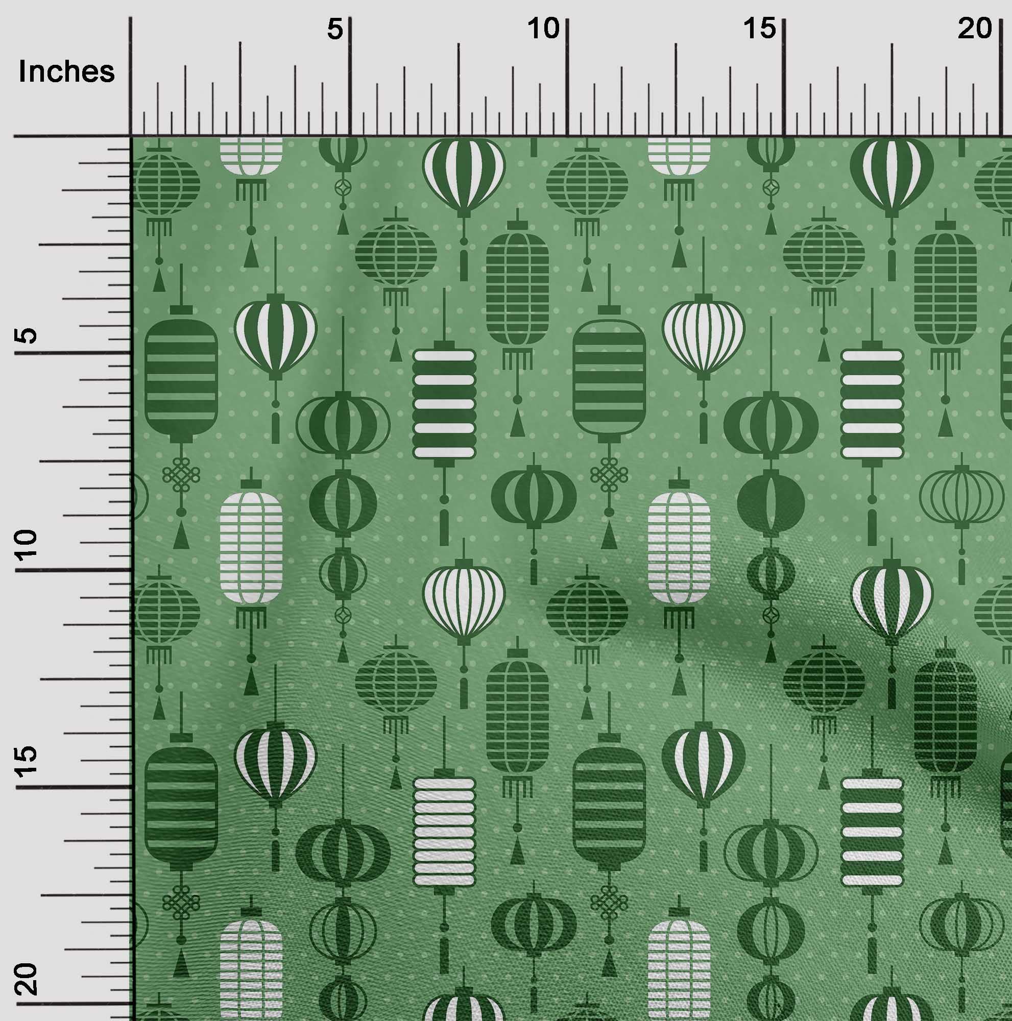 oneOone Silk Tabby Green Fabric - 42 Inch Wide Chinese Lamps Print Material for Sewing, DIY & Home Decor | Perfect for Asian-Themed Crafts, Lampshades & Upholstery Projects | Ideal for Curtains, Pillows, and Table Runners