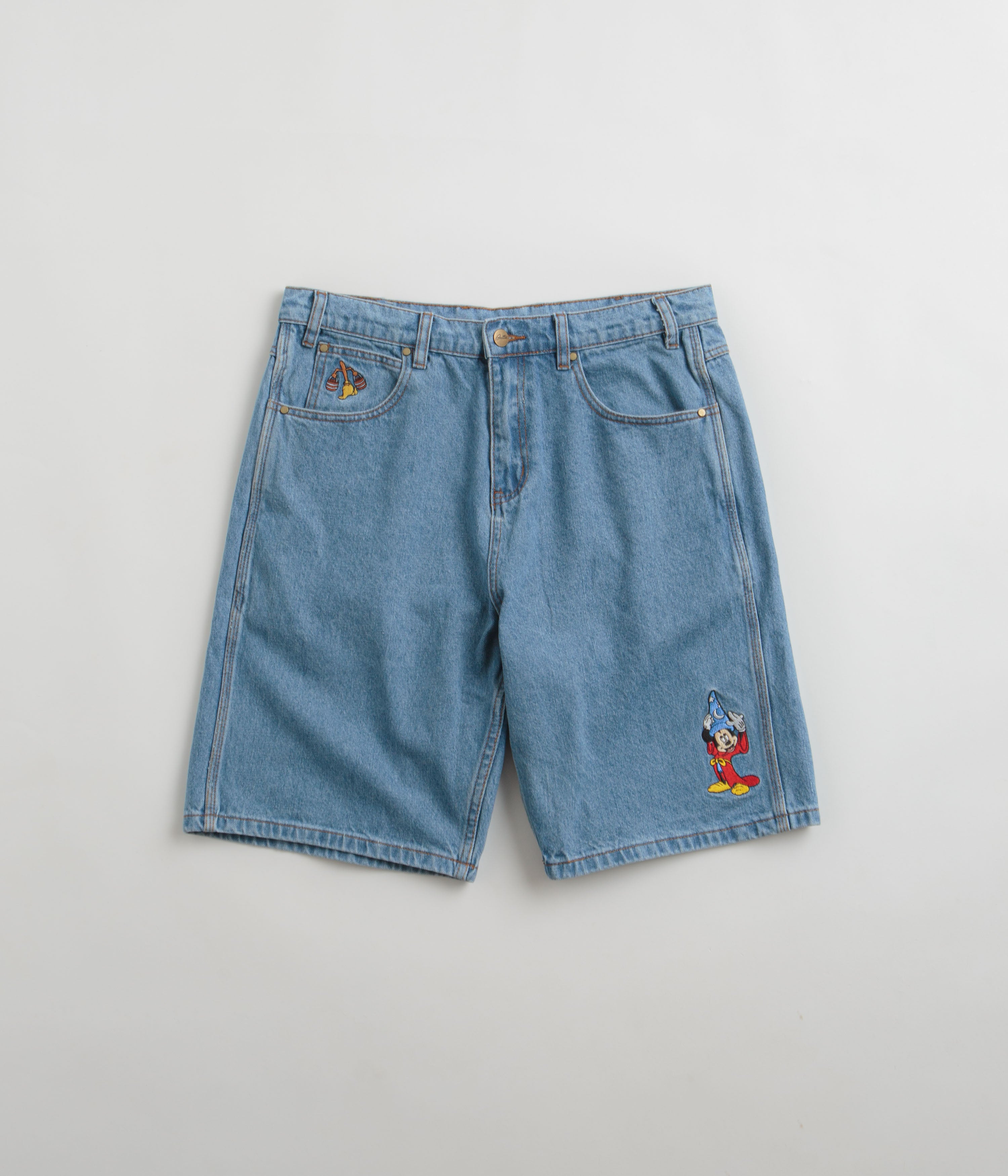 Butter Goods Sorcerer Baggy Denim Shorts - Washed Indigo Blue Distressed Vintage Style for Men | Perfect for Summer Streetwear and Casual Outfits