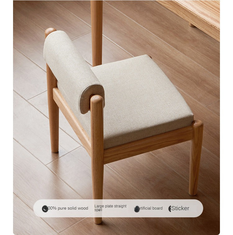 Solid Oak Wood Low Back Small Dining Chair - Modern Kitchen & Breakfast Nook Seating - Perfect for Small Spaces & Compact Dining Areas