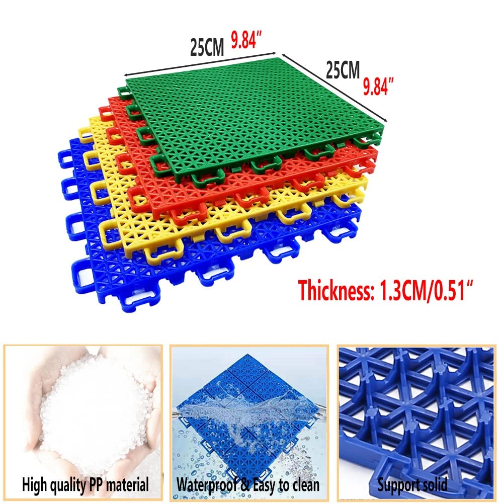 25CM Modular Interlocking Sports Floor Tiles - Weatherproof Outdoor Flooring with Drain Holes for Playground, Gym & Backyard - Perfect for Kindergarten, Sports Courts & Home Fitness Areas