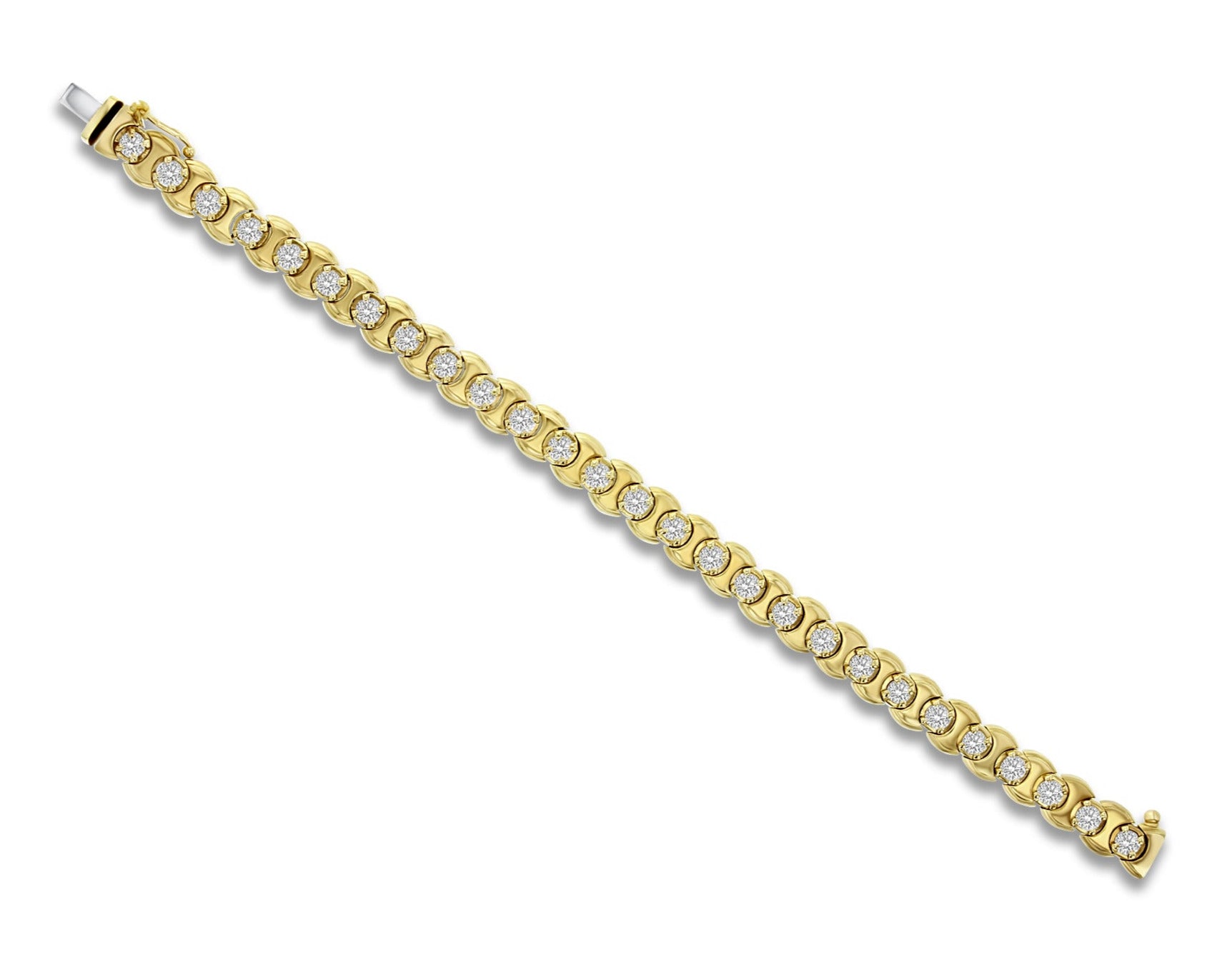 5 Carat Diamond Tennis Bracelet in 14K Yellow Gold - Elegant Bezel Setting for Women's Formal Events & Special Occasions