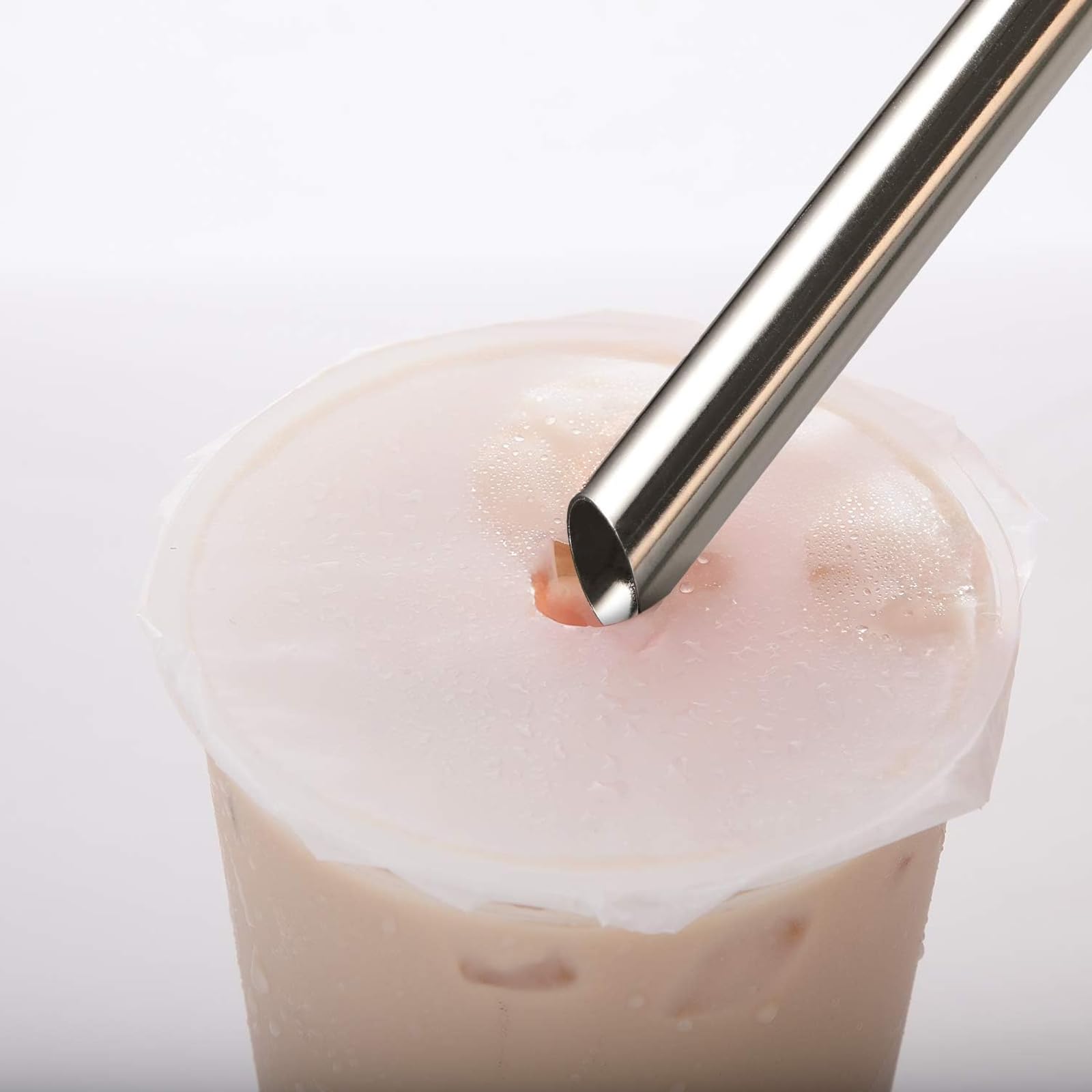 2 Pack Wide Stainless Steel Boba Straws for Bubble Tea & Smoothies | Reusable Angled Tips