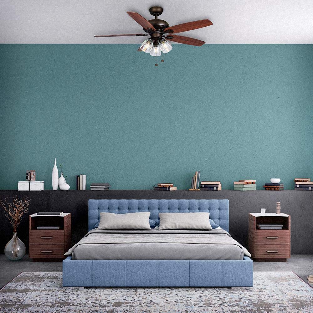 Hampton Bay Rockport 52 Inch Bronze LED Ceiling Fan with Light Kit - Energy Efficient Indoor/Outdoor Cooling for Living Room, Bedroom, Patio
