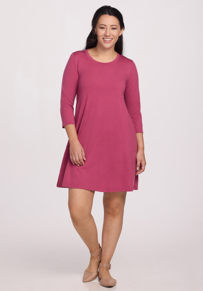 Rissa A-Line Dress in Mulberry - Elegant Women's Flowy Dress for Casual Wear, Office, and Special Occasions