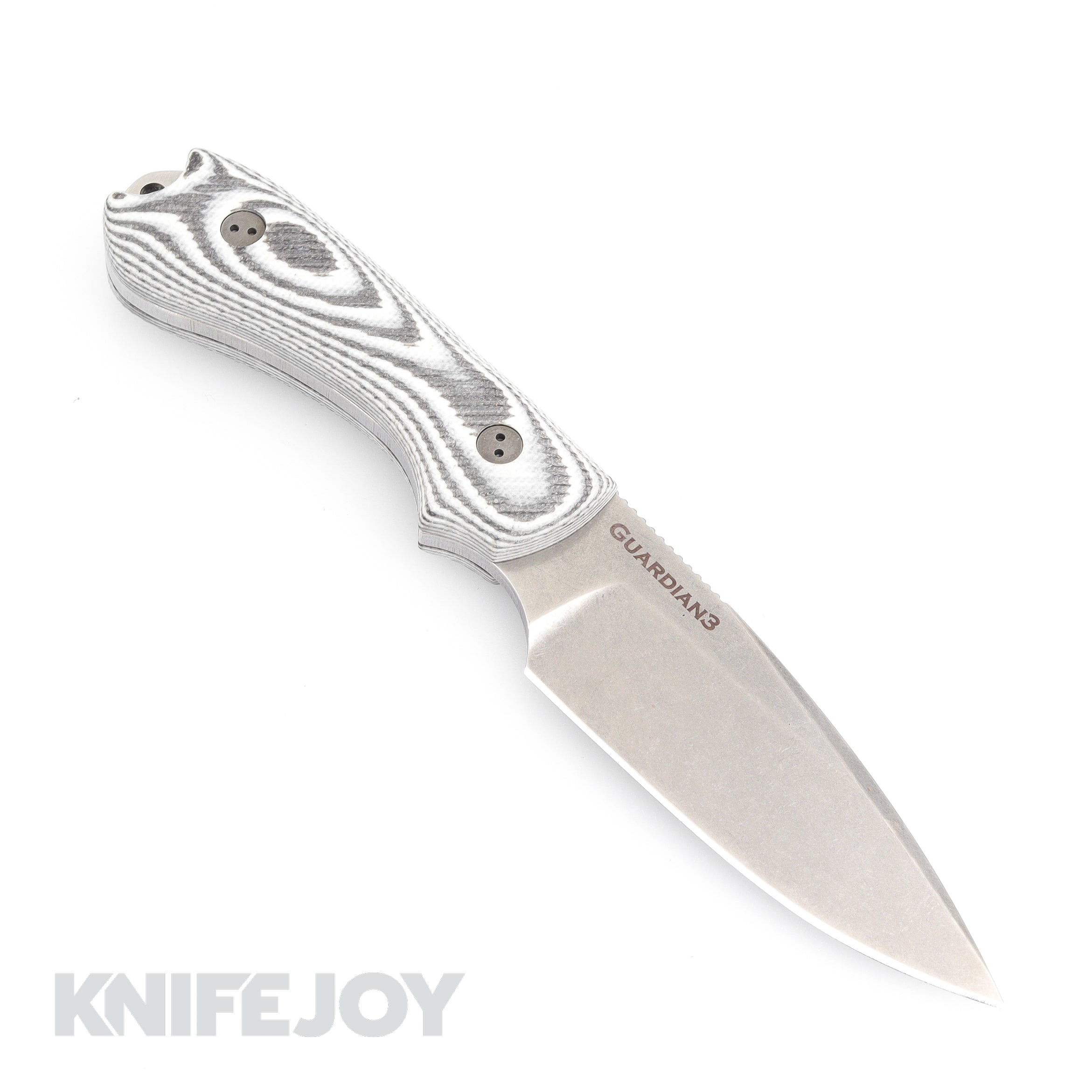 Bradford Knives Guardian3 Tumbled Blade Folding Knife - 3D Black/White Micarta Handles - EDC, Camping, Hunting & Outdoor Survival Gear