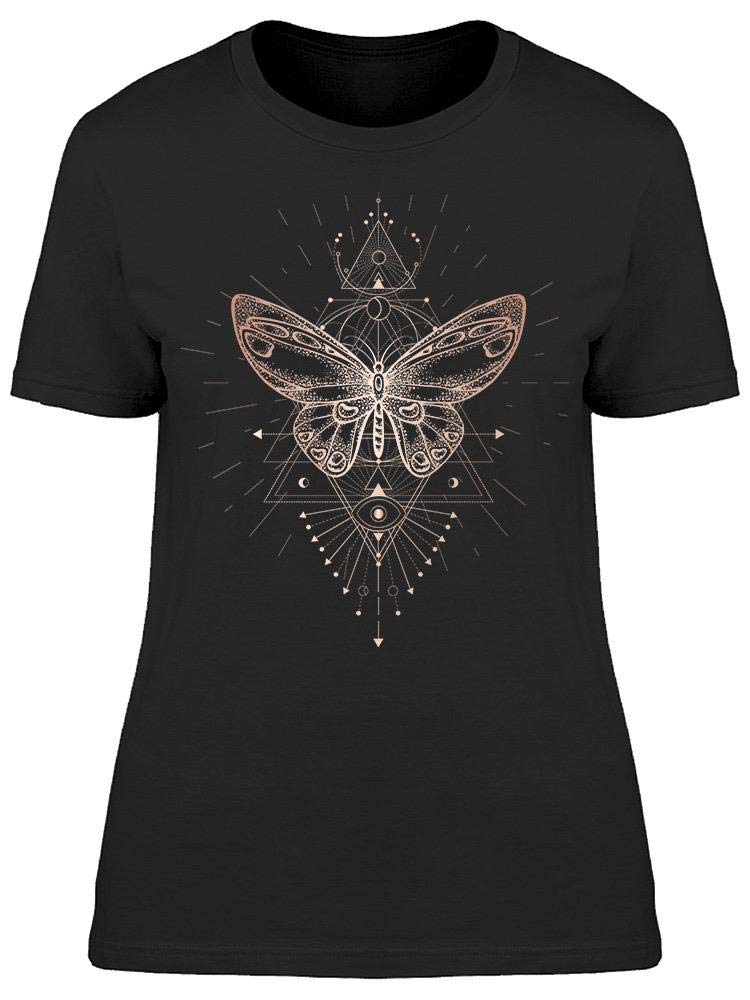 Hand Drawn Geometric Butterfly T-Shirt for Women - Stylish Casual Wear for Summer Outings & Weekend Brunch