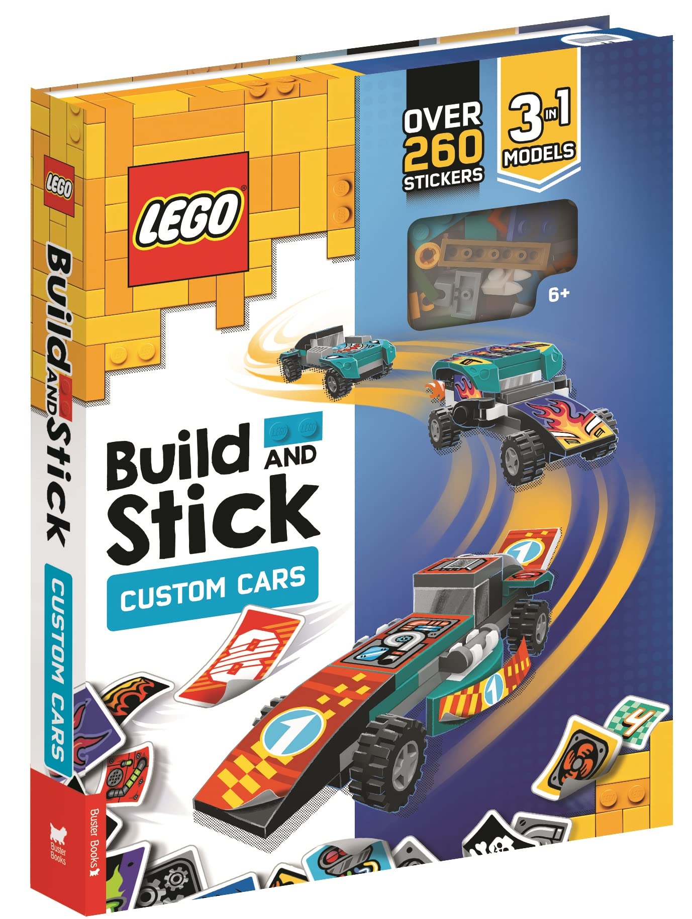 LEGO® Build and Stick Custom Cars Kit - 260+ Stickers, LEGO Bricks & Activity Book - Creative DIY Toy for Kids Ages 6-12 - Perfect for Birthday Gifts, Playtime & STEM Learning Activities