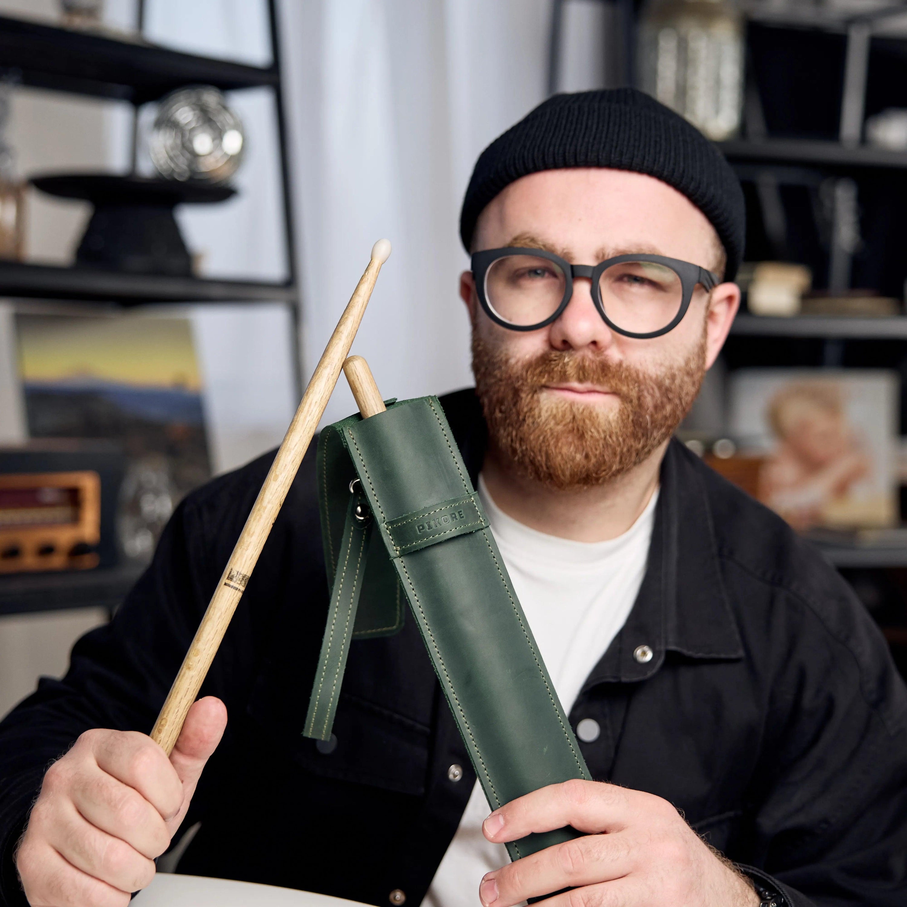 Custom Leather Drum Stick Bag - Personalized Drumstick Holder for Musicians - Perfect for Drummers, Percussionists & Music Lovers