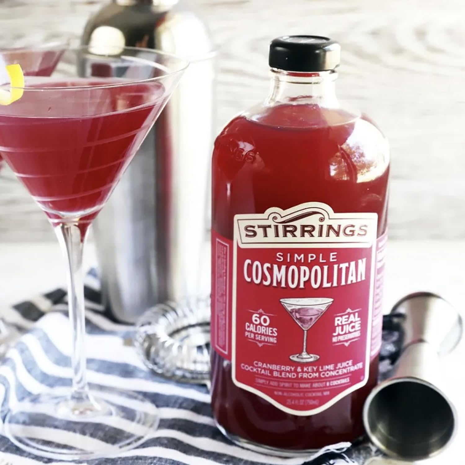 Stirrings 12 Pack Cosmopolitan Cocktail Mix - 750ml Bottles with Real Juice, No Preservatives, Only 90 Calories - Perfect for Parties, Weddings & Home Bars - Premium Drink Mixer for Margaritas & Cocktails