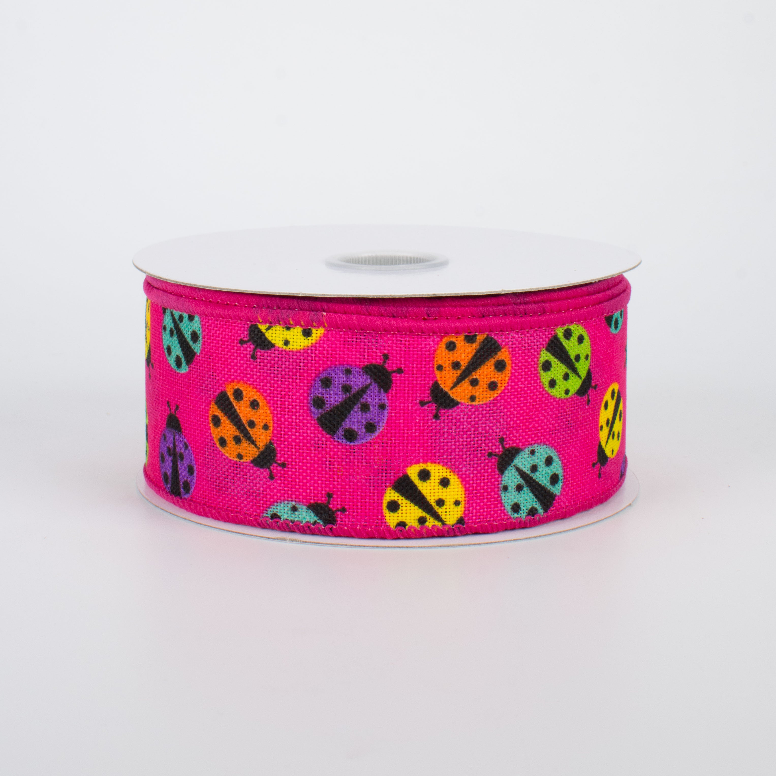 1.5 Inch Multicolored Ladybug Ribbon - Pink (10 Yards) for DIY Crafts, Gift Wrapping, Hair Bows & Party Decorations