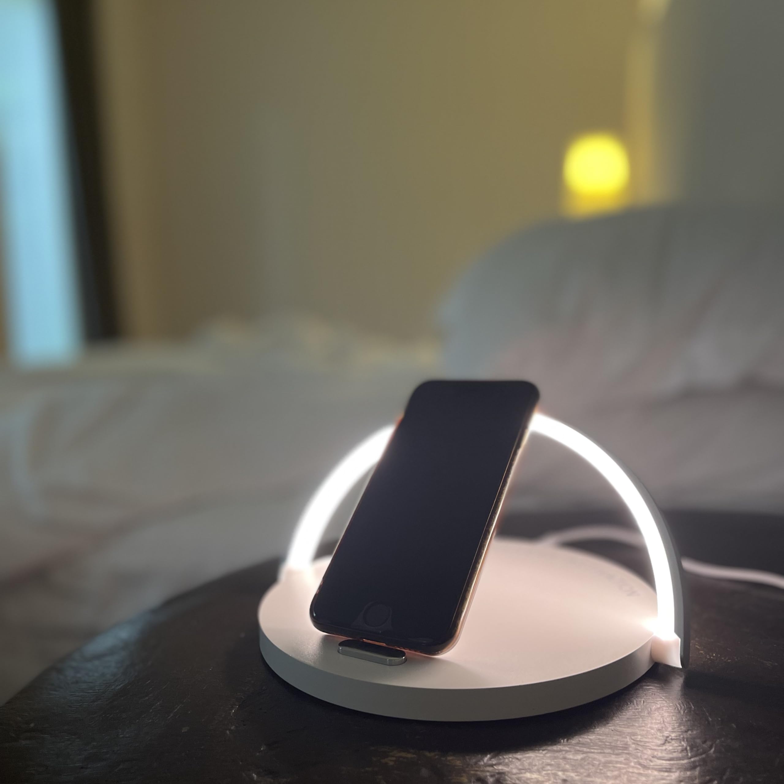 Qivation TiO2 Multifunctional Desk Lamp with Wireless Charger - Japan Tech 24/7 Air Purification, LED Table Lamp with 3 Brightness Levels, Phone Stand & Eye-Caring Night Light - Perfect for Home Office, Study, Bedroom & Night Reading