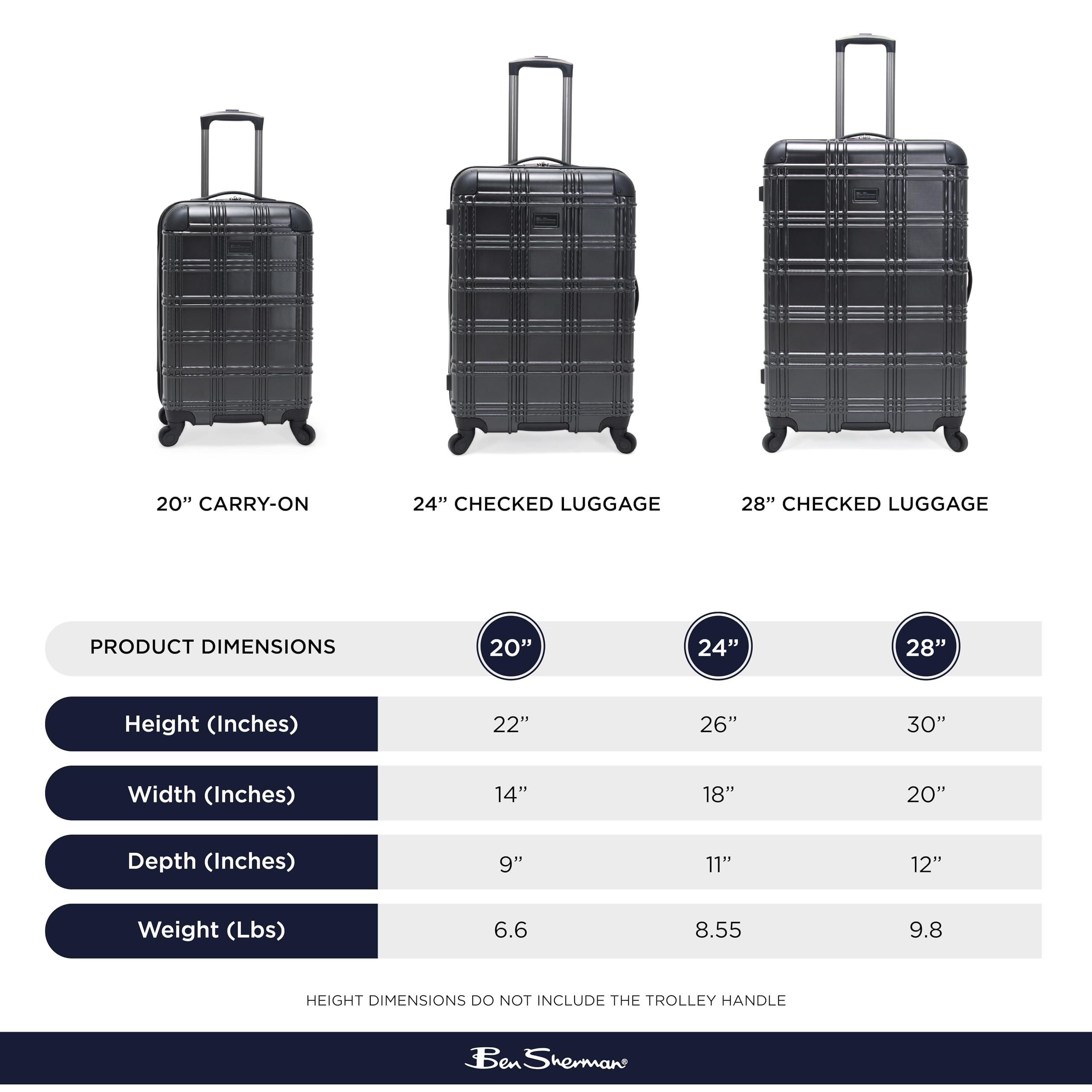 Ben Sherman Nottingham Lightweight Hardside 4-Wheel Spinner Suitcase - 24-Inch Checked Luggage for Travel, Charcoal | Durable Carry-On for Business Trips & Vacations