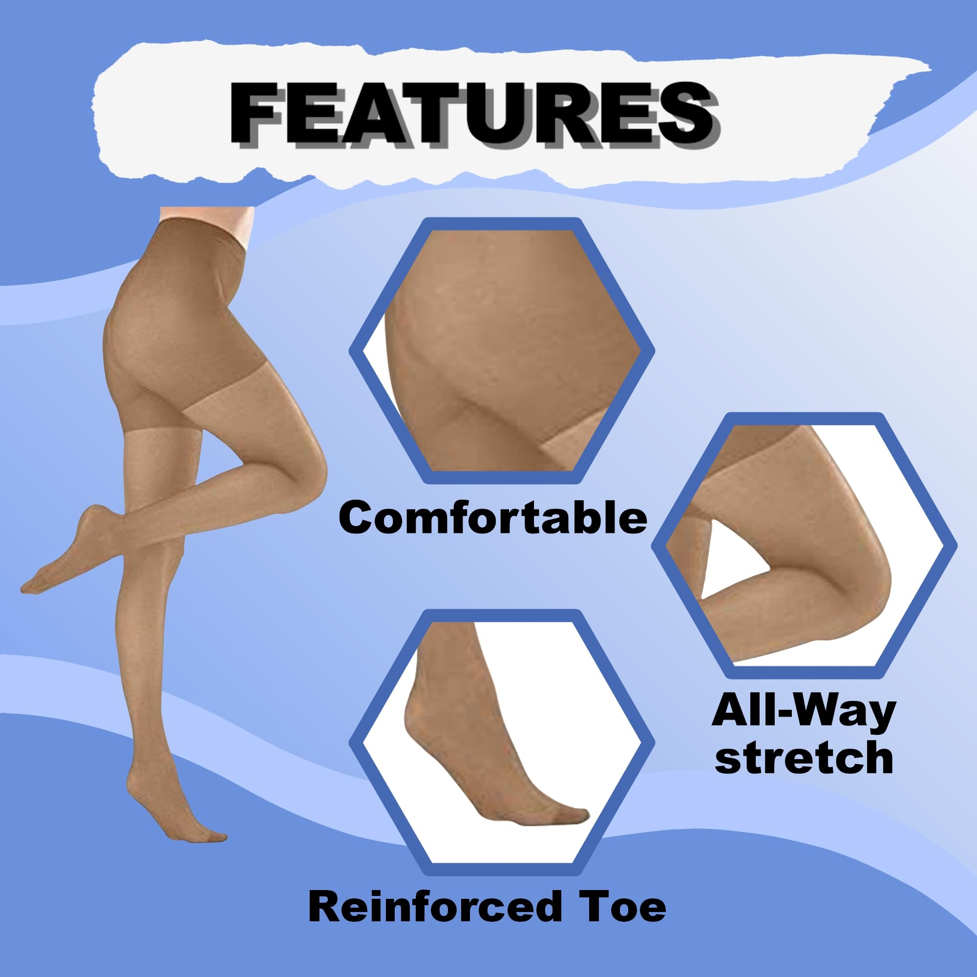 Butterfly Hosiery Women's Plus Size Queen Mild Compression Microfiber Pantyhose - Comfortable & Breathable Tights for Work, Travel & Everyday Wear