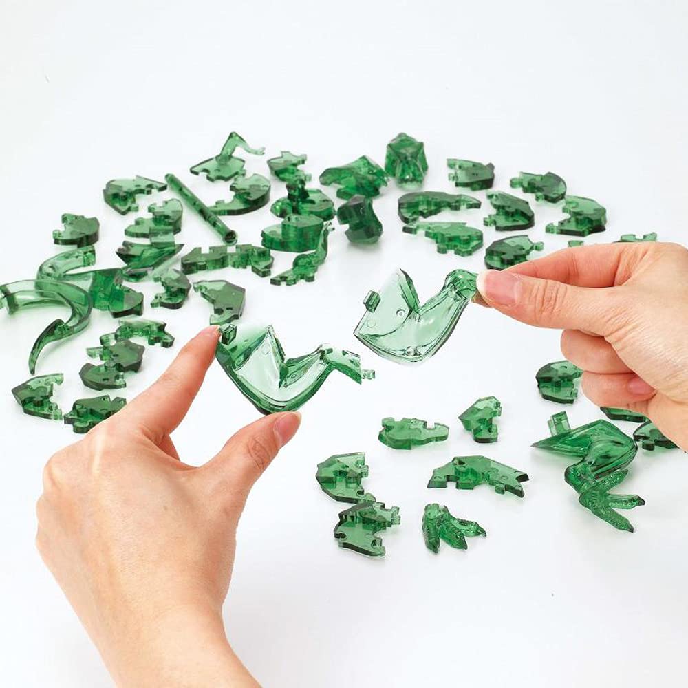 3D Crystal Puzzle - T-Rex Dinosaur Brain Teaser Game - 59162 Vert - Fun STEM Educational Toy for Adults & Kids - Perfect for Family Game Night & Stress Relief