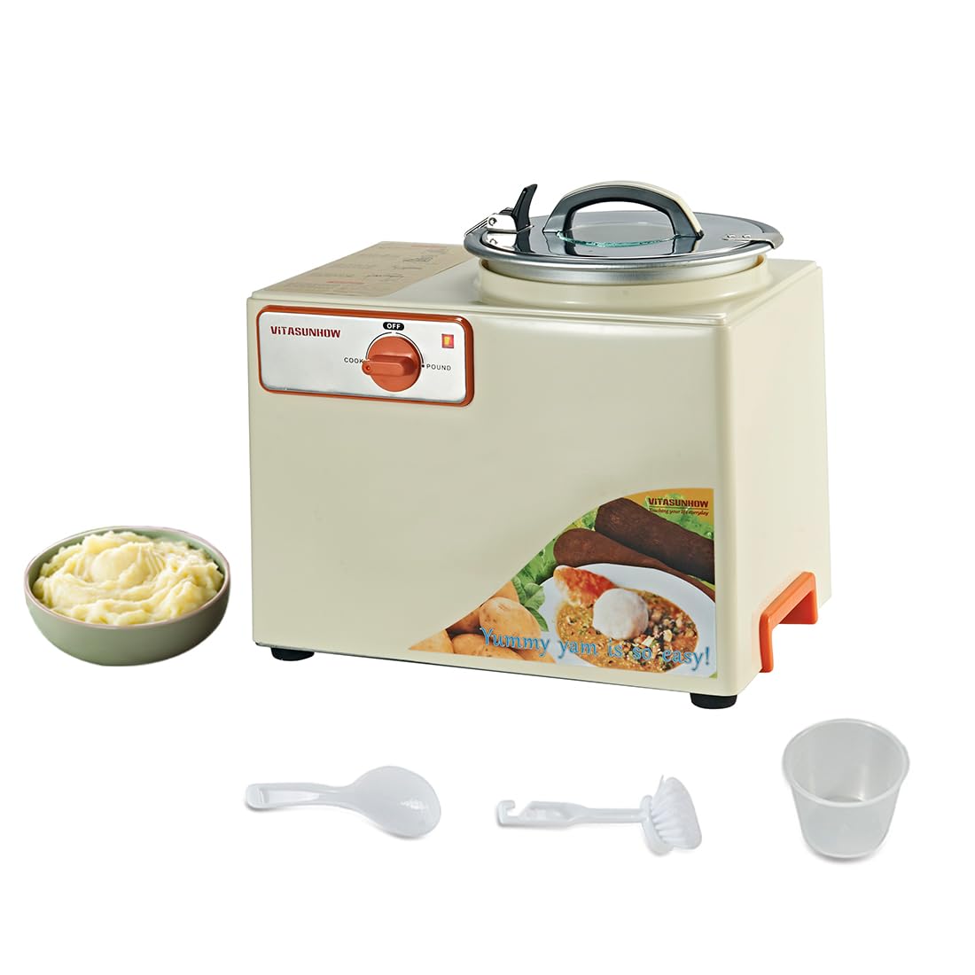 Electric Yam Pounding Machine - 3.6L Capacity for Boiling & Pounding Yam, Cassava Fufu, Plantain Fufu Effortlessly | Perfect for African Cuisine, Restaurants & Home Cooking