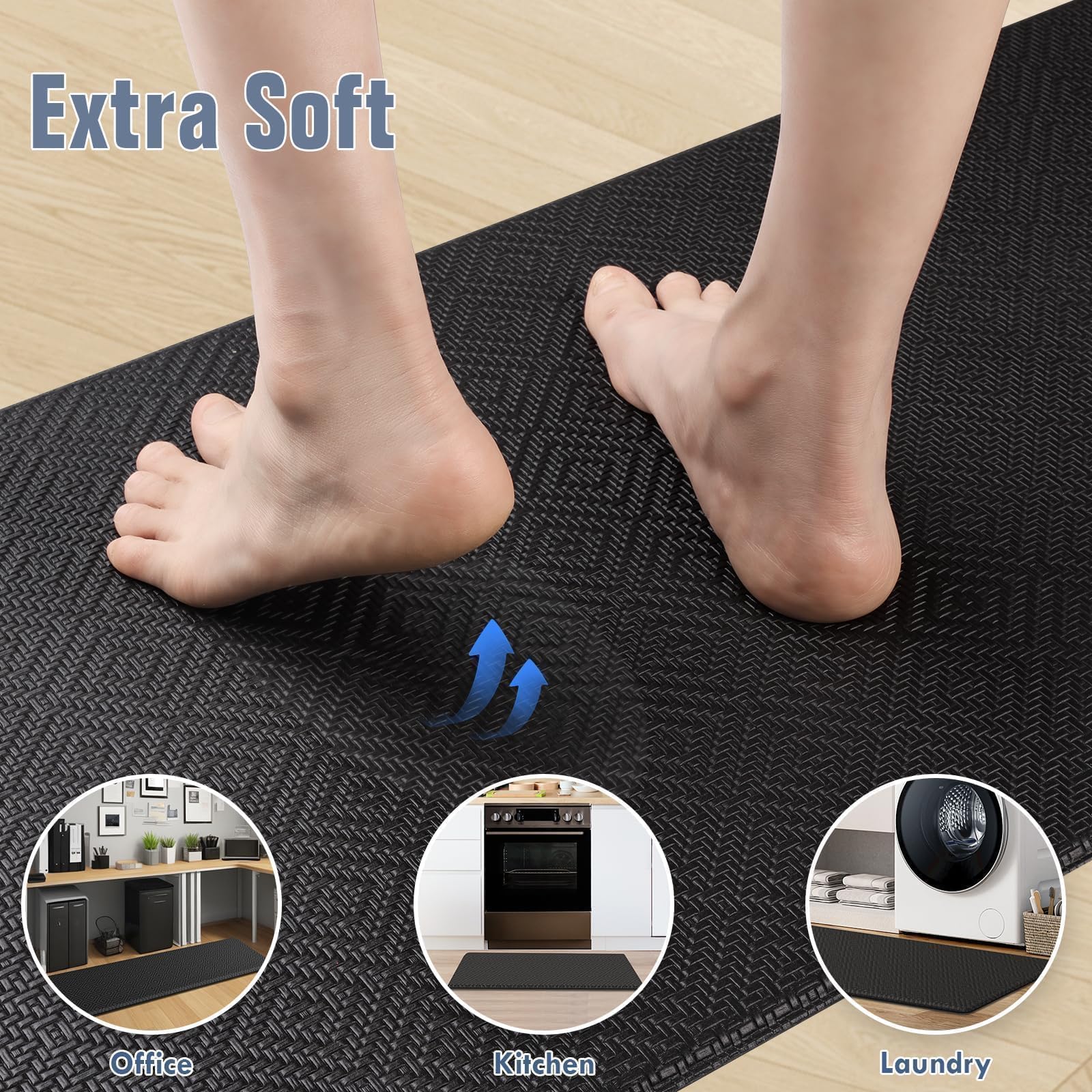Premium Anti-Fatigue Kitchen Mat Set (2-Pack) - Cushioned, Waterproof Standing Desk Mats 17.3