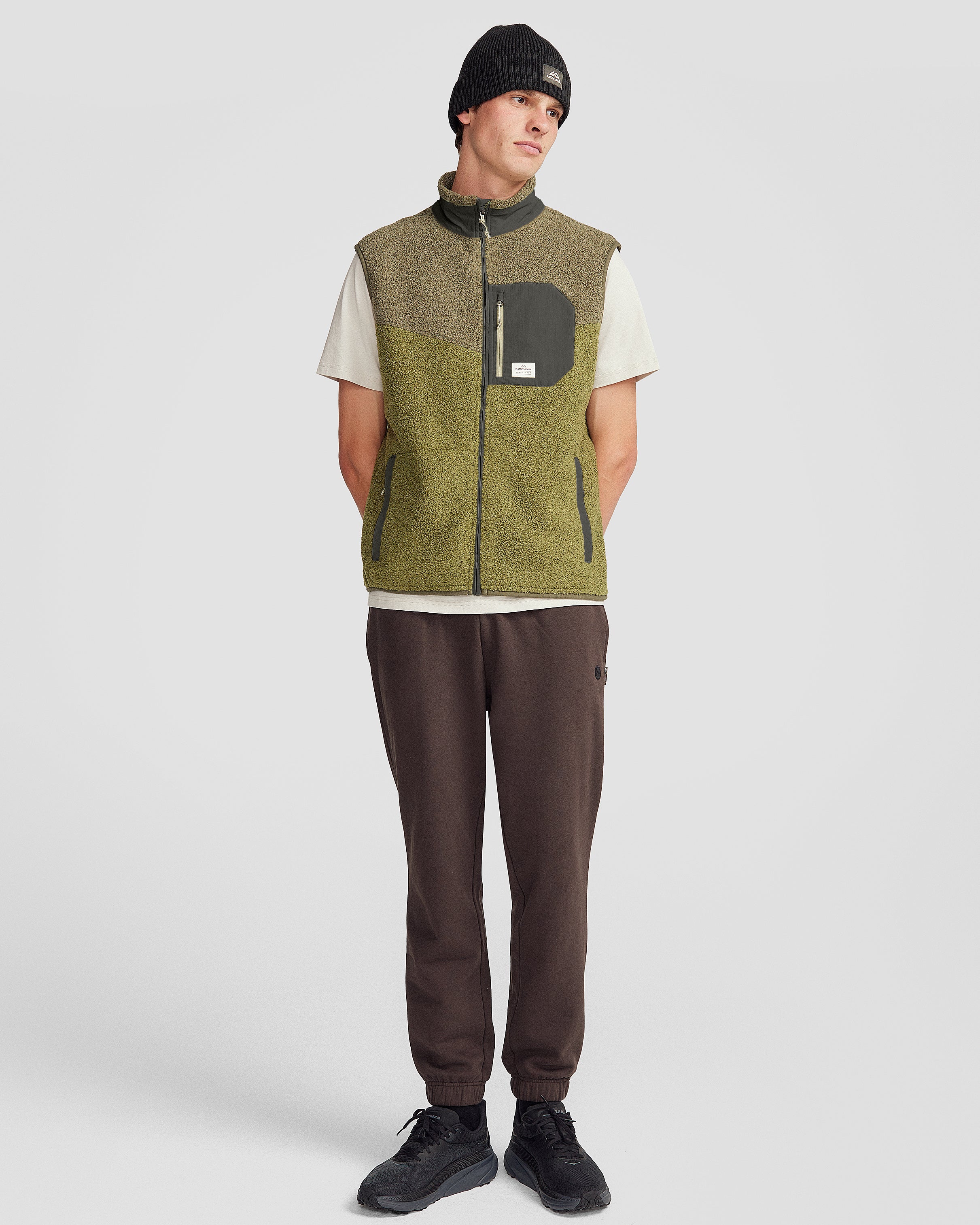 Co Z High Pile Fleece Men's Vest - Light Moss/Dark Fern - Warm Winter Layering for Outdoor Activities & Casual Wear