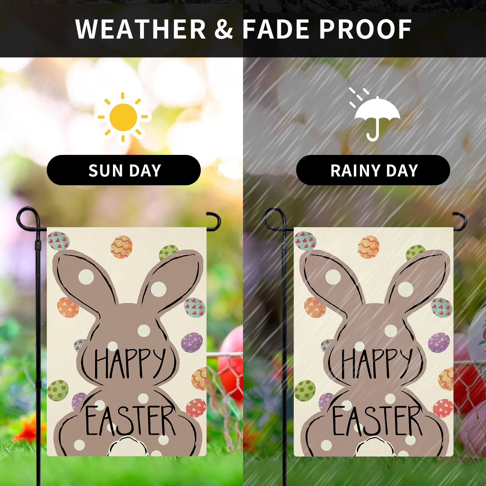 12x18 Inch Double Sided Easter Garden Flag - Happy Easter Bunny Yard Decoration for Spring Holiday Outdoor Decor | Perfect for Front Porch, Lawn, Garden & Seasonal Festivities