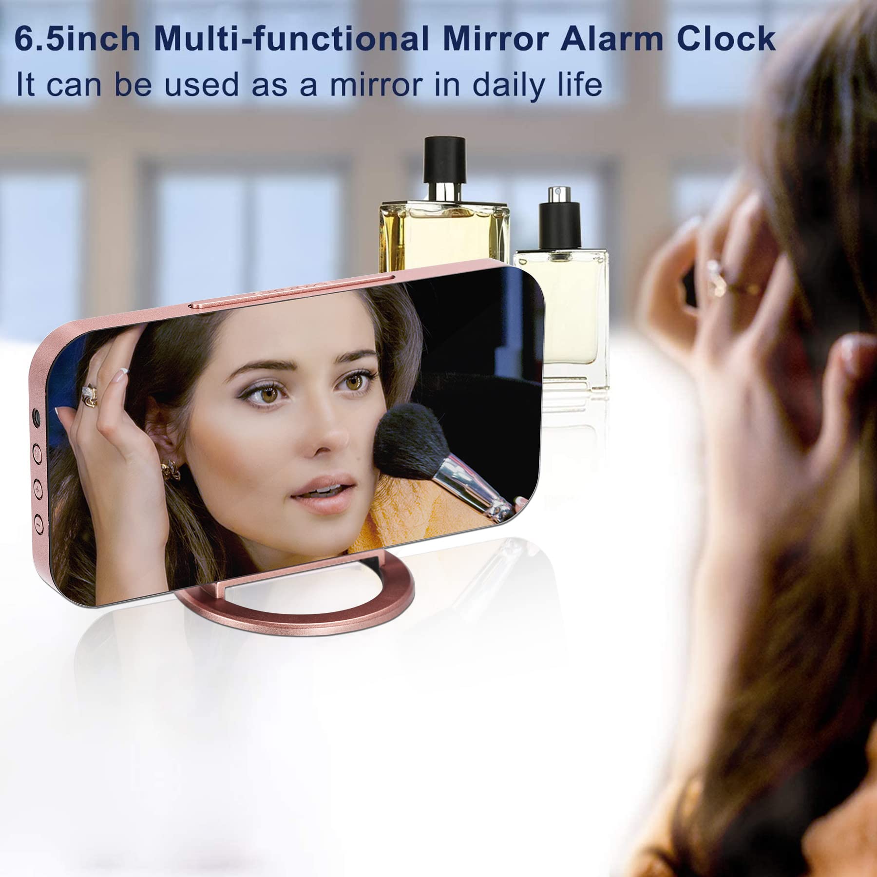 SZELAM 6.5 Inch Large LED Digital Alarm Clock with USB Charging Ports, Auto Dimmer, 12/24H Format - Modern Rose Gold Desk Clock for Bedroom, Office & Home Decor | Perfect for Nightstand, Dorm Room and Gift Giving