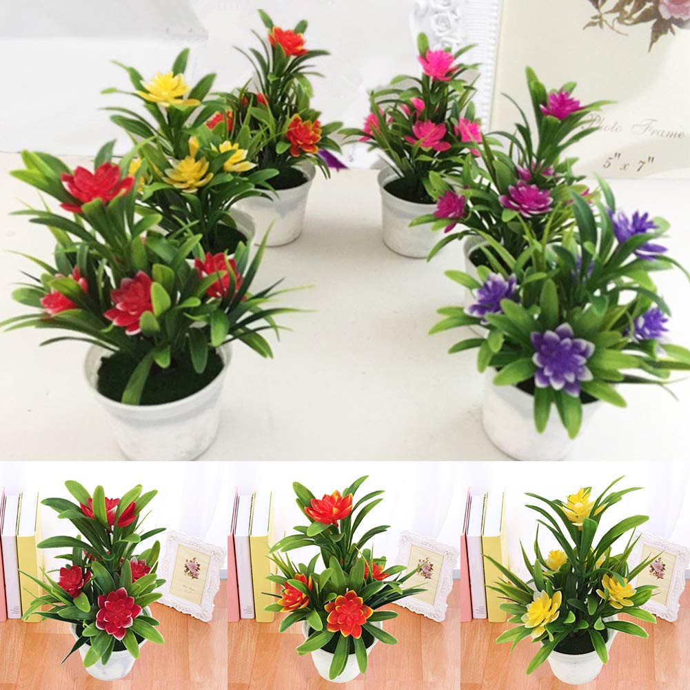 Bluelanss Artificial Lotus Flowers in Vase - Yellow Table Centerpiece for Home & Office Decor