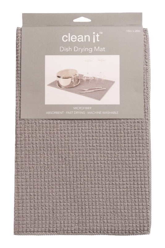 Premium Grey Dish Drying Mat Set of 2 - Absorbent & Quick-Dry Kitchen Countertop Protector for Dishes, Cups & Utensils | Perfect for Kitchen Counter, Sink Side & Dish Rack Organization
