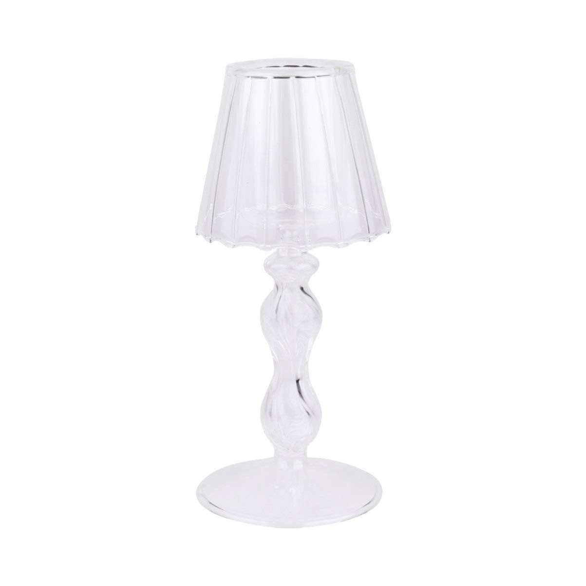Vosarea Clear Glass Tea Light Candle Holders - Tall Twisted Crystal Design for Table, Desk & Home Decor - Perfect for Weddings, Parties, Romantic Dinners & Holiday Centerpieces