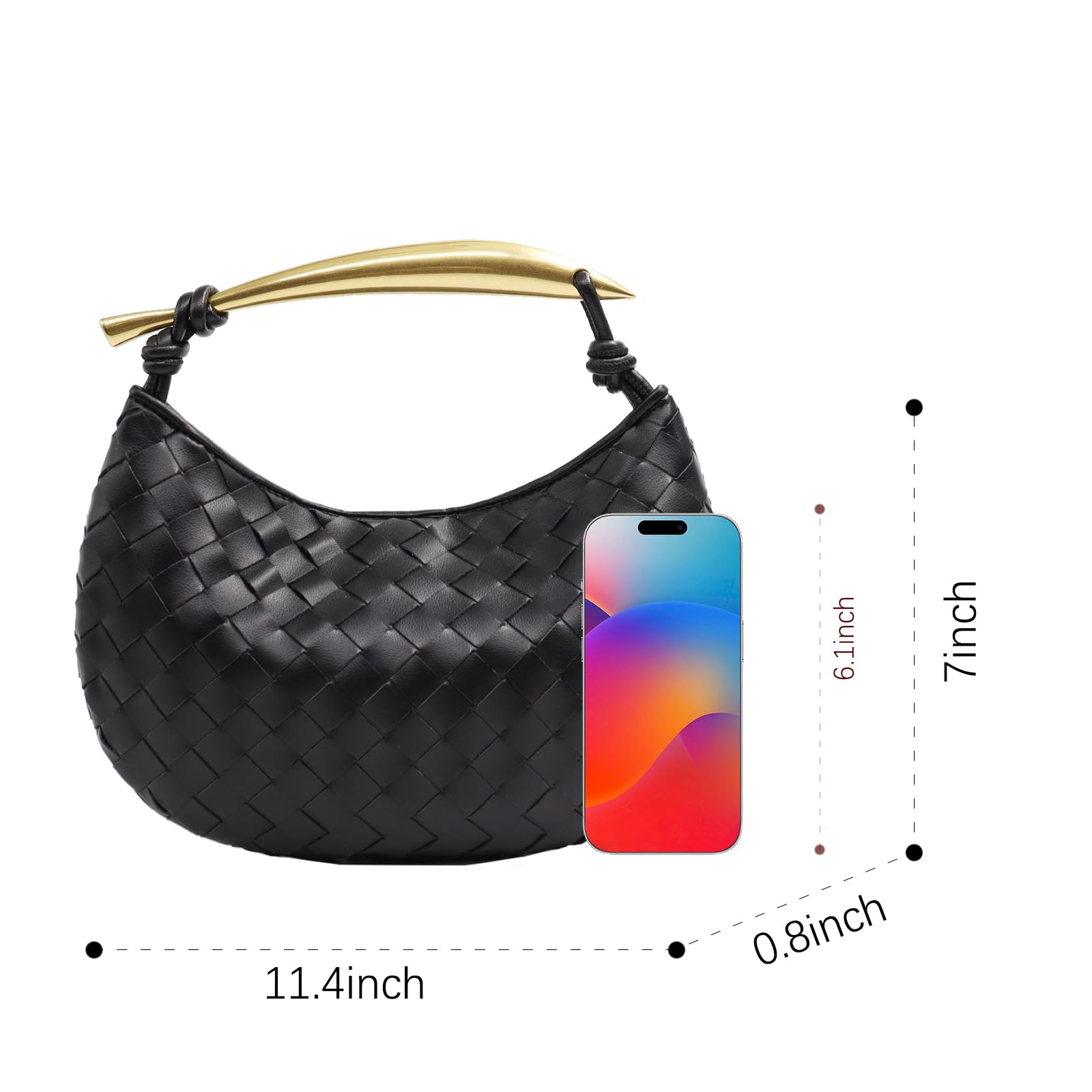 Stylish Woven Leather Hobo Shoulder Bag for Women - Elegant Knotted Evening Purse, Perfect for Dinner Parties, Date Nights & Special Occasions