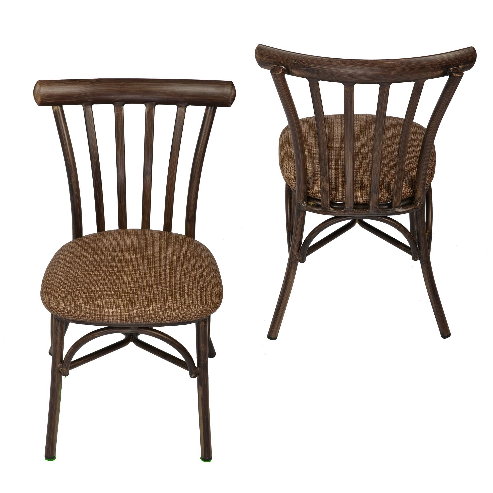 Modern PU Leather Dining Chair Set of 2 - High Back Upholstered Kitchen Chairs with Sturdy Aluminum Frame for Indoor & Outdoor Use (Brown) - Perfect for Dining Room, Kitchen, Patio, and Restaurant Seating