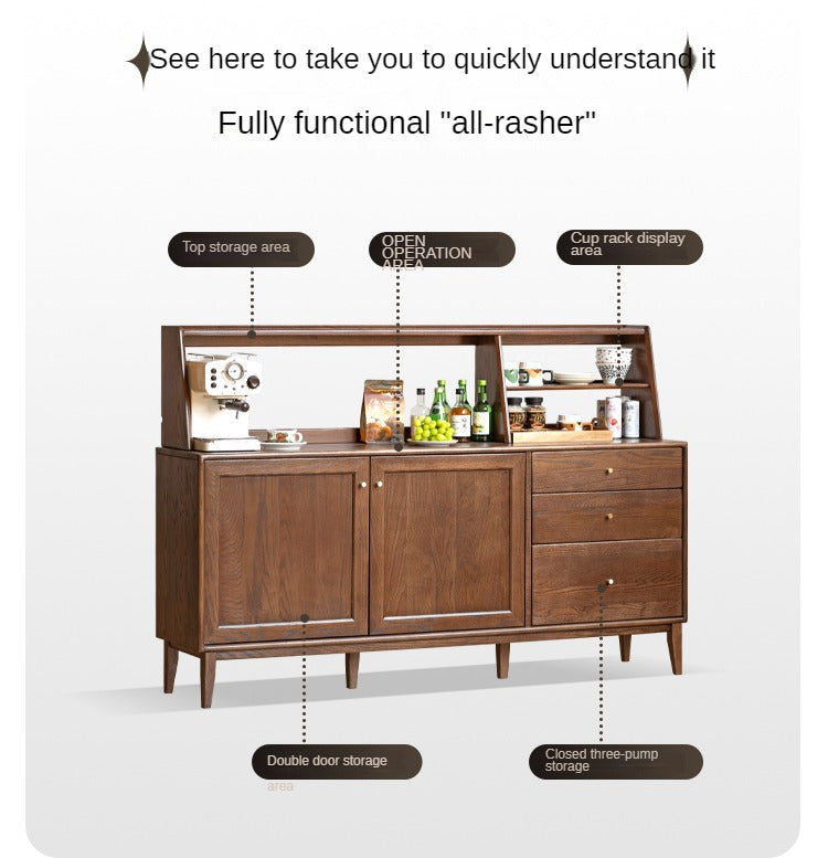 Stylish Oak Solid Wood Modern Dining Sideboard Buffet Cabinet - Perfect for Dining Room Storage & Entertaining