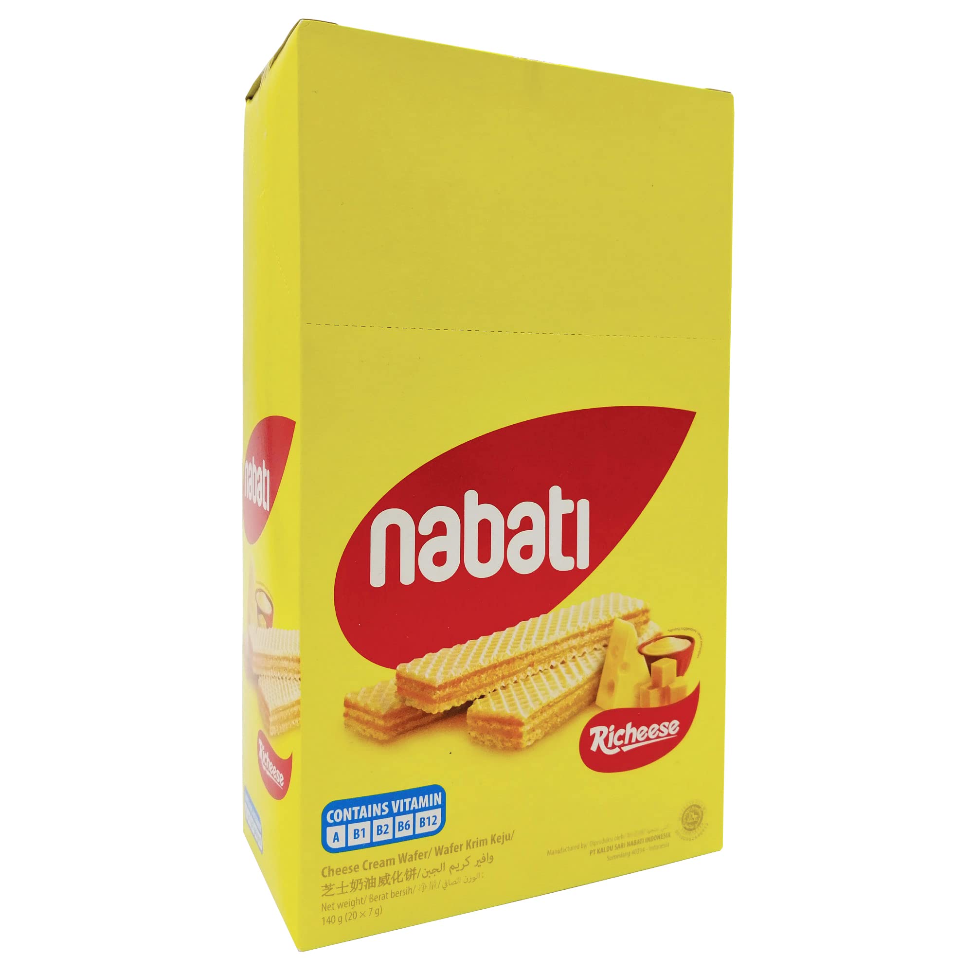 Richeese Nabati Cheese Wafer Snacks - 1 Box (20 Pieces x 7g) | Crunchy Cheese-Flavored Cookies | Perfect for School Lunches, Office Snacks & Party Treats