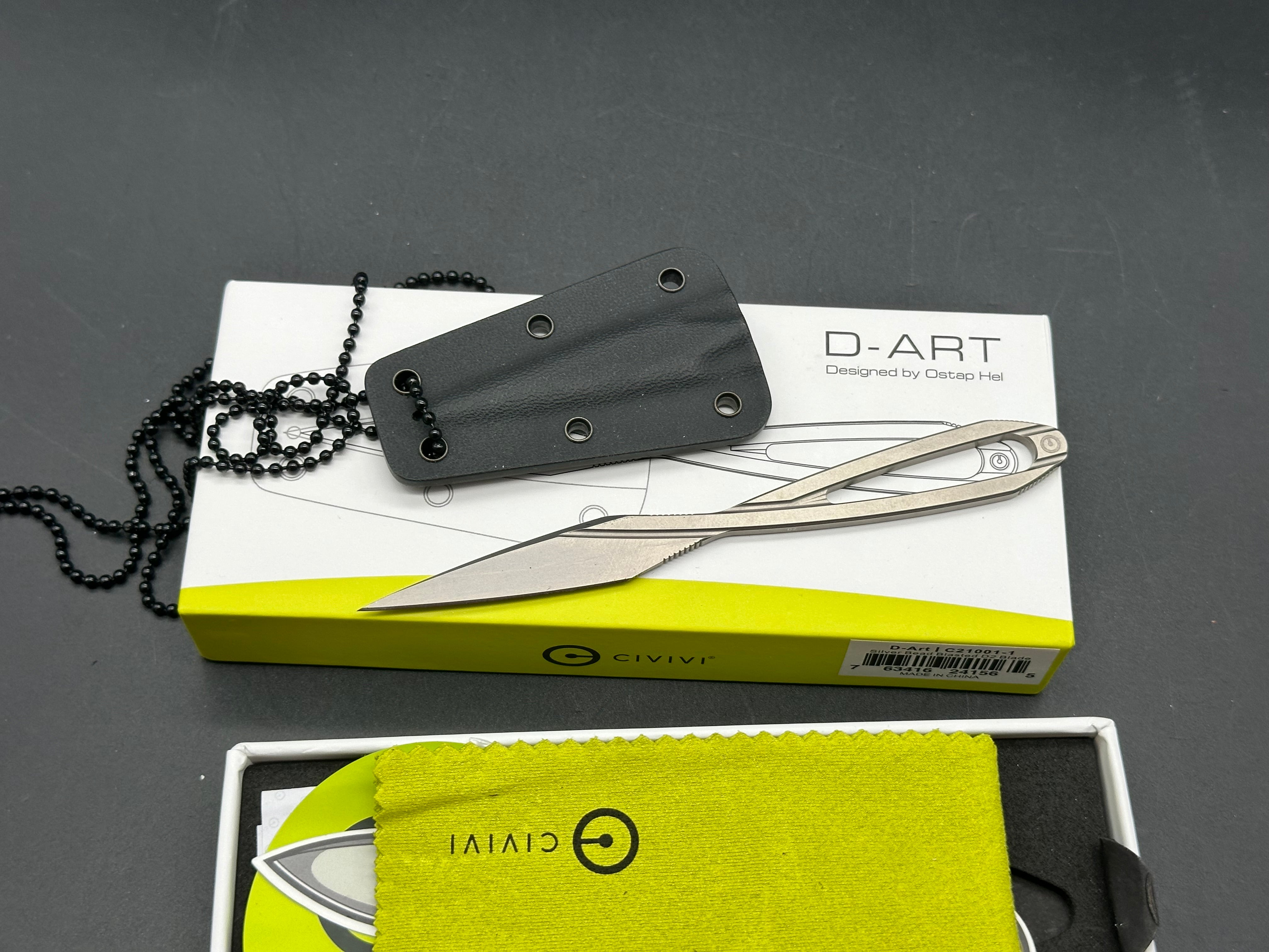 CIVIVI Hel D Art Fixed Blade Knife - Bead Blasted D2 Steel (1.7