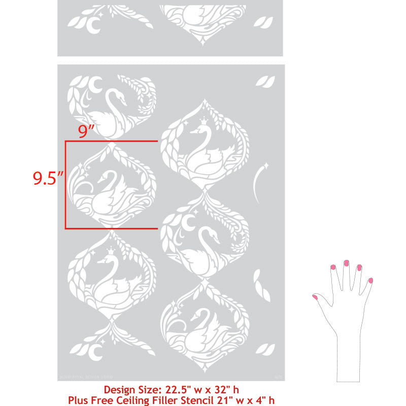 Swan Serenade Wall Stencil - Reusable DIY Painting Template for Home Decor, Nursery, Bedroom & Living Room - Perfect for Accent Walls, Murals & Creative Art Projects