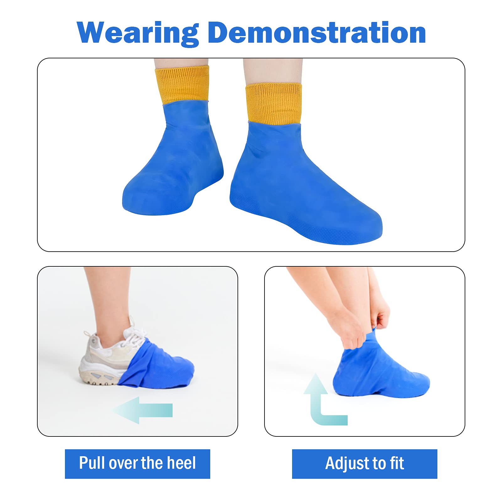Waterproof Shoe Covers for Men & Women - Reusable Silicone Shoe Protectors, Durable & Non-Slip Rain Boot Covers for Walking in Rain, Snow, Car Washing & Outdoor Camping - Easy to Carry Travel Accessories