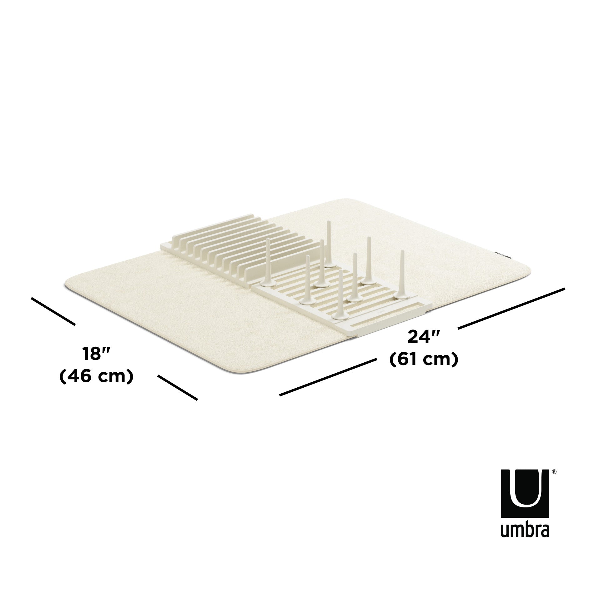 UDry Peg Dish Rack with Mat - Space Saving Kitchen Organizer for Drying Dishes, Cups & Utensils - Perfect for Small Kitchens, Apartments & RVs