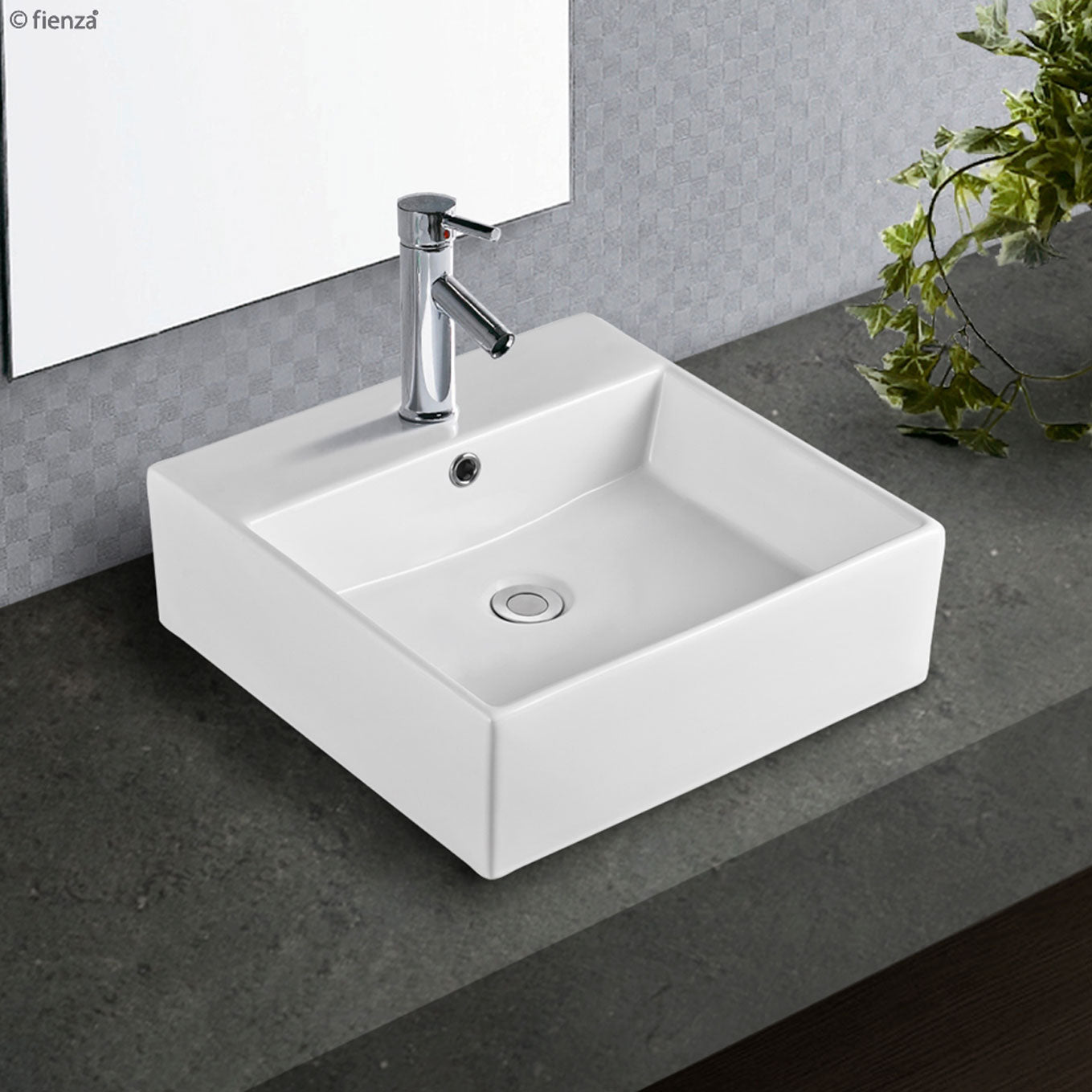 Fienza Helen RB71 1 Tap Hole Gloss White Above Counter Bathroom Sink - Perfect for Modern Vanities, Guest Bathrooms & Powder Rooms
