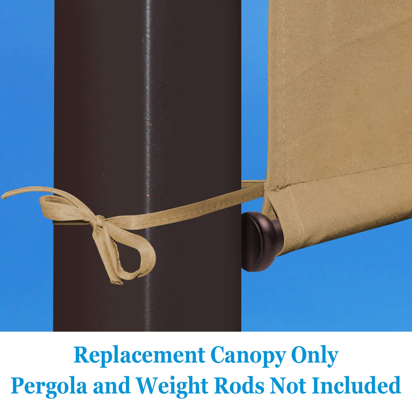 17x6.7 Ft Universal Pergola Replacement Canopy - Outdoor Sun Shade Cover in Tan - Perfect for Patio, Deck, Garden and Backyard Relaxation
