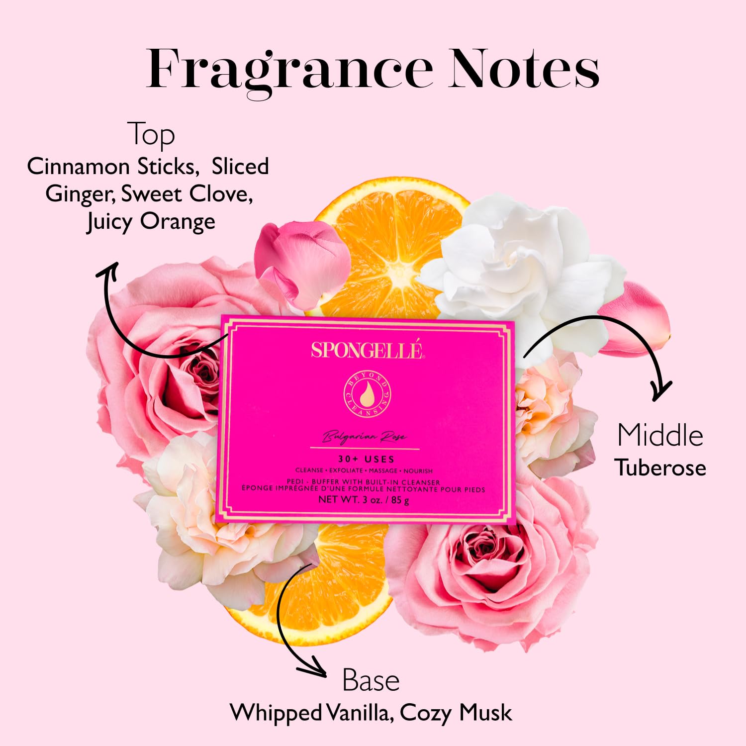 Bulgarian Rose Pedi Buffer – Exfoliating Foot Scrub & Cleanser for Dry Feet | Softens, Smooths & Hydrates | Built-In Body Wash | 30+ Uses | Vegan, Paraben-Free, Cruelty-Free | At-Home Pedicure Spa | Perfect for Relaxing Foot Care & DIY Manicures