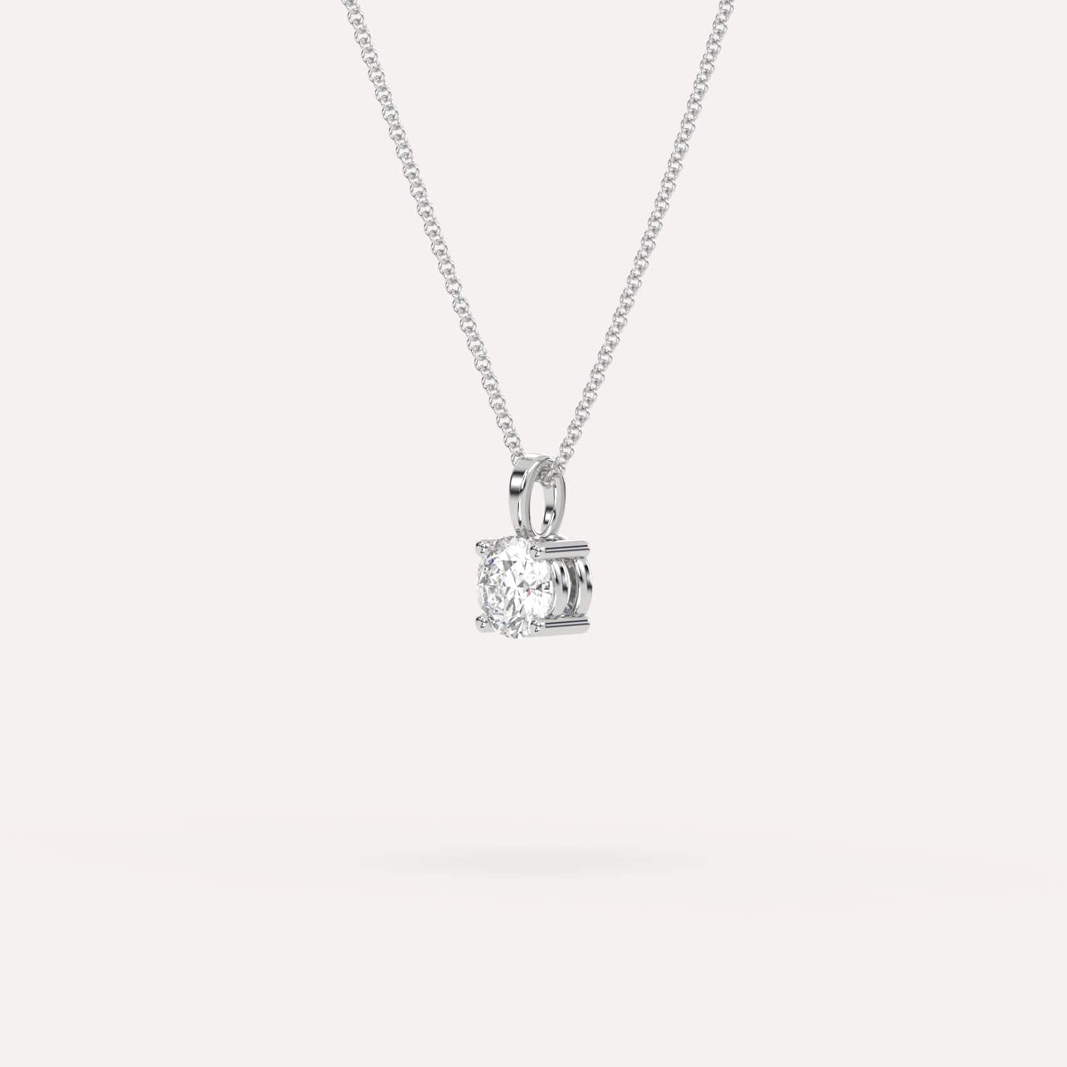 1/2 Carat Round Diamond Pendant Necklace - 14K White Gold Solitaire Pendant for Women - Perfect for Anniversary, Birthday & Valentine's Day Gifts