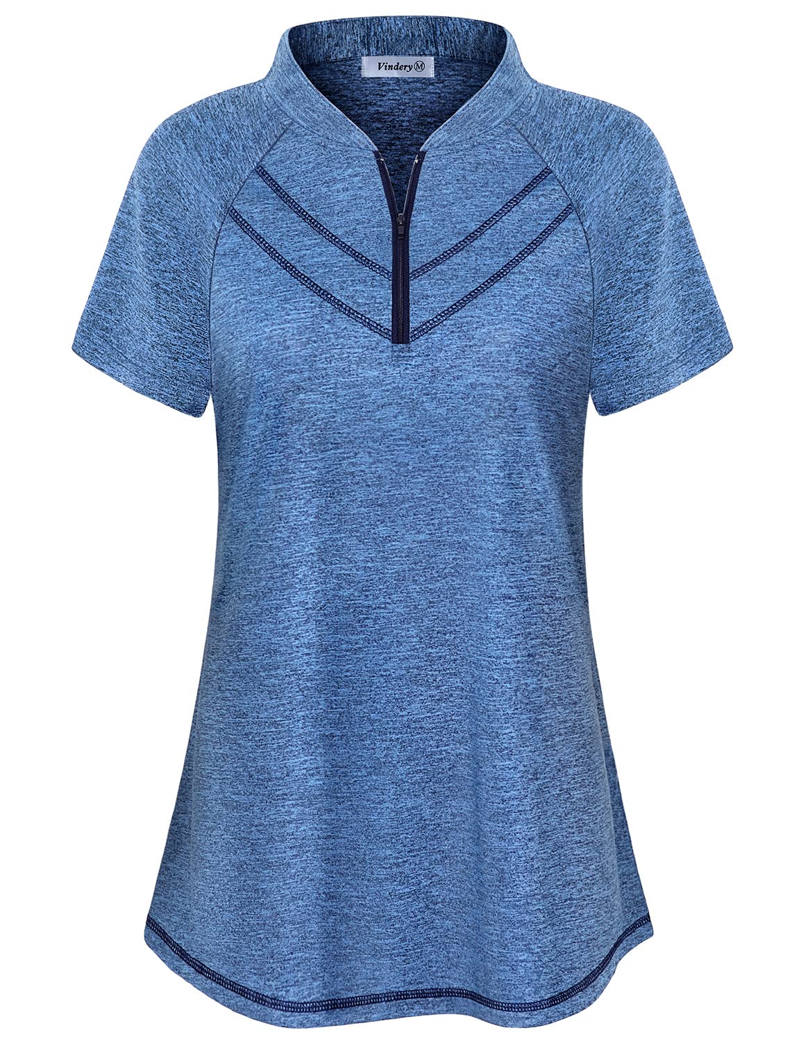 Vindery Women's Quick-Dry Yoga Shirts - Loose Fit Athletic Gym Tops with Front Line Decor for Workouts, Running & Casual Wear