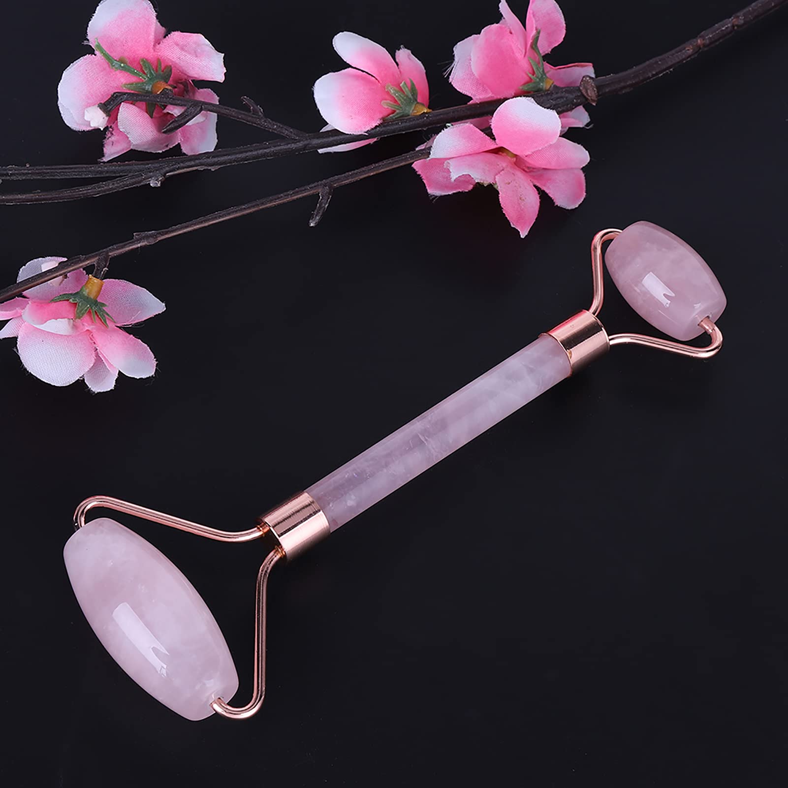 Versatile Jade Roller & Rose Quartz Face Massager - Dual Crystal Roller for Facial Massage, Skin Tightening & Beauty Care (Rose Gold) | Perfect for At-Home Spa, Anti-Aging Routine & Lymphatic Drainage