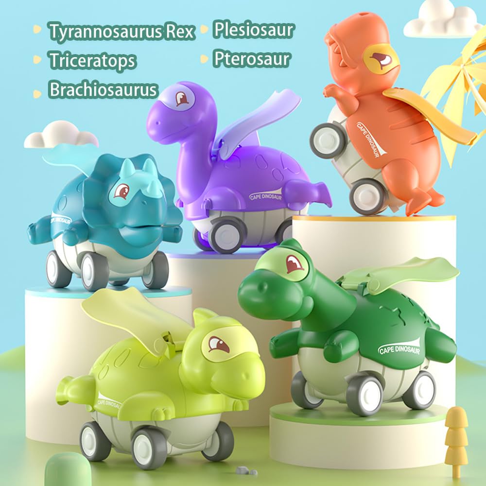 LCenno Push and Go Baby Car Toys for 1-6 Year Old Boys - Dinosaur Themed Toddler Toys for 1st Birthday Gifts & Kids' Playtime | Perfect for Early Learning, Indoor Play & Travel Entertainment