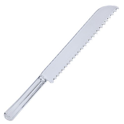 2-Pack Clear Plastic Serrated Cake Knife Set for Birthday Parties, Weddings & Events - Perfect for Slicing Cakes, Cheesecakes & Desserts
