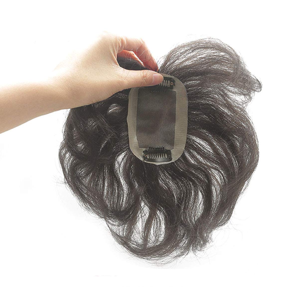 7x10cm Human Hair Topper Closure - All Handtied Mono Base Short Natural Curly Clip-in Hairpiece for Women with Thinning Hair - 10
