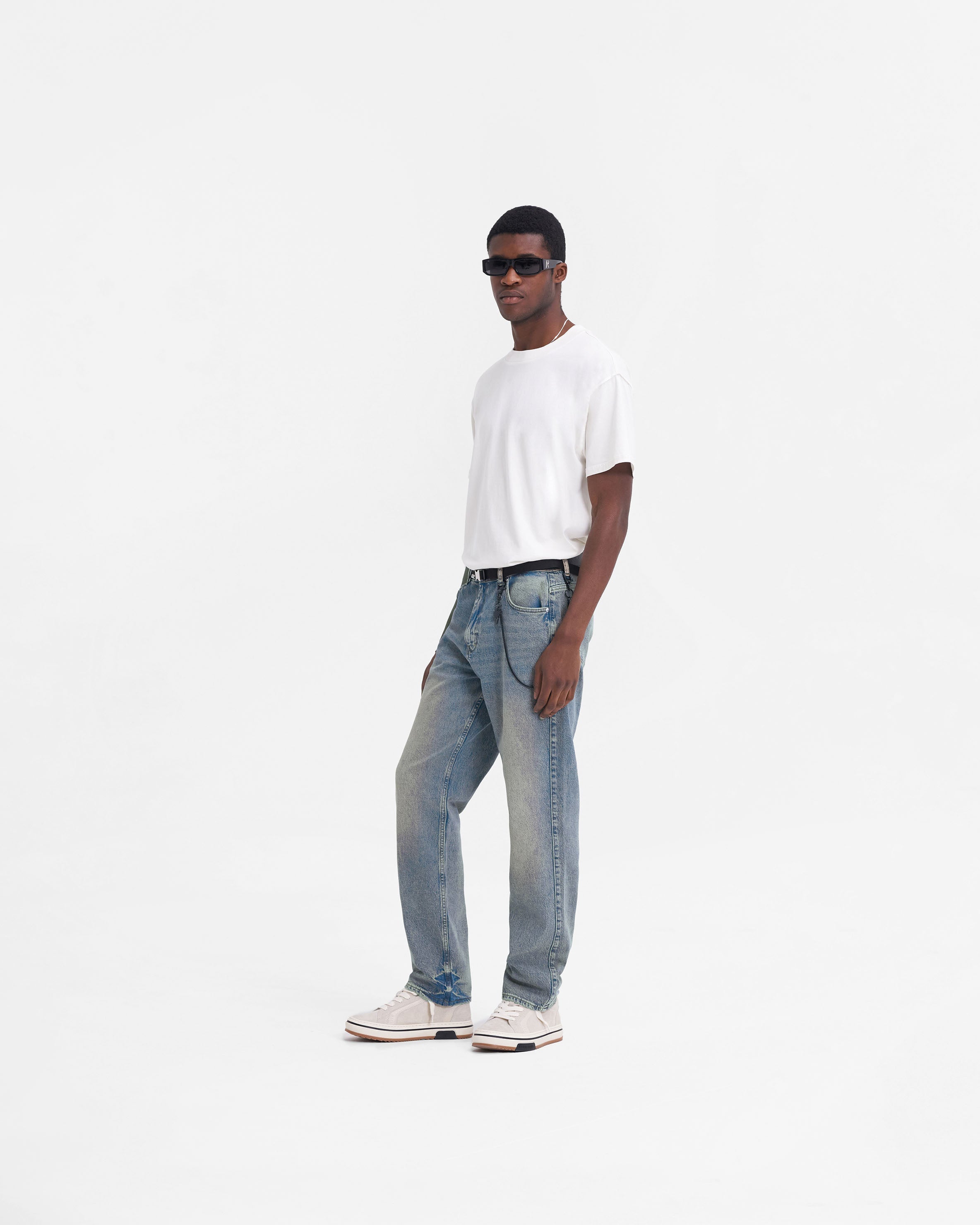R2 Straight Leg Denim Jeans - Blue Cream Wash | Women's High Waist Comfortable Stretch Denim Pants for Casual Wear & Everyday Outfits