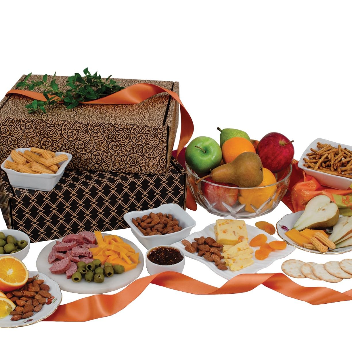 Premium Fruit & Cheese Gift Box - Double Decker Gourmet Basket with Assorted Delicacies | Perfect for Corporate Gifts, Holiday Presents & Special Occasions