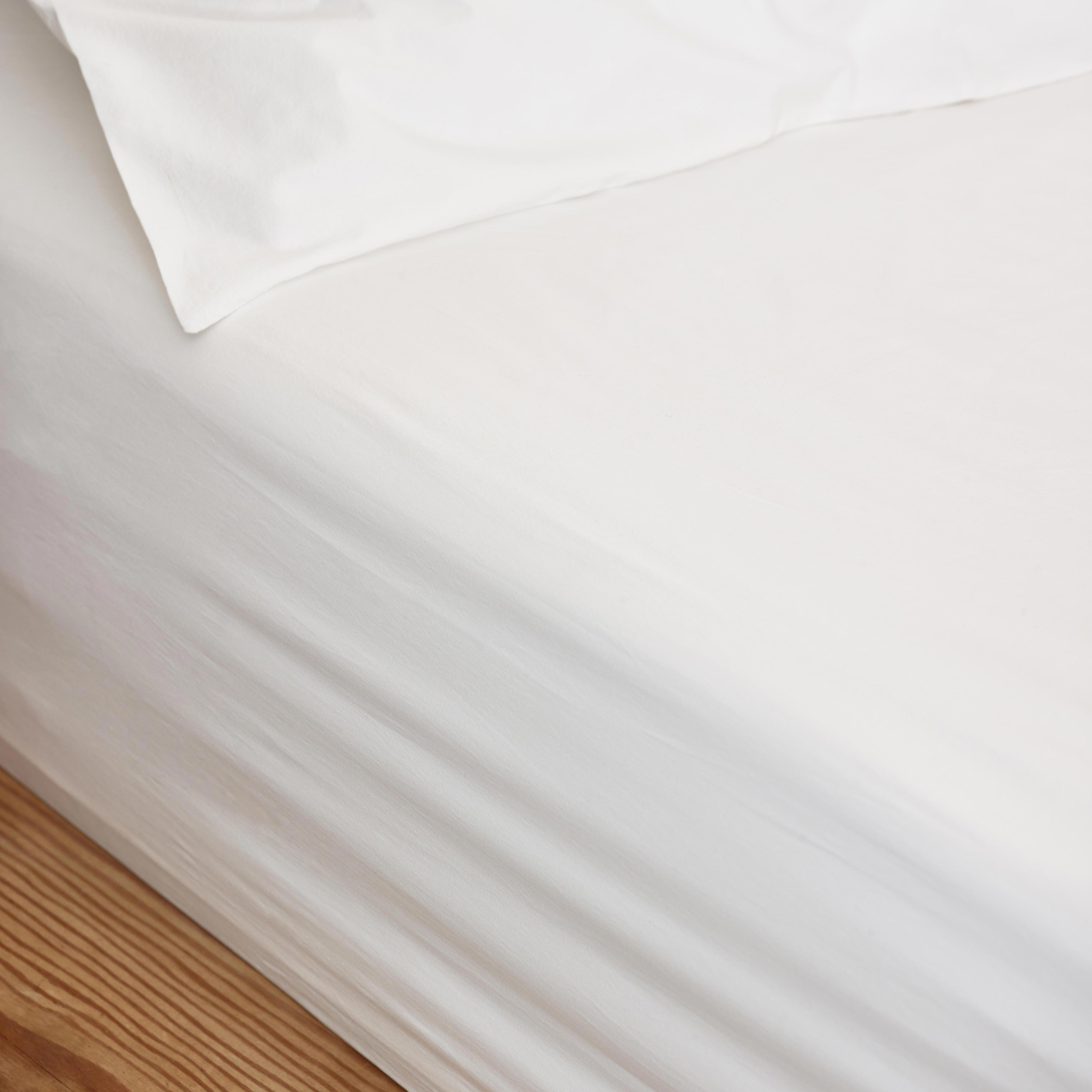 Premium White Washed Cotton Percale Fitted Sheet - Queen Size, 400 Thread Count, Soft & Breathable - Perfect for Bedroom, Guest Room, and Vacation Homes