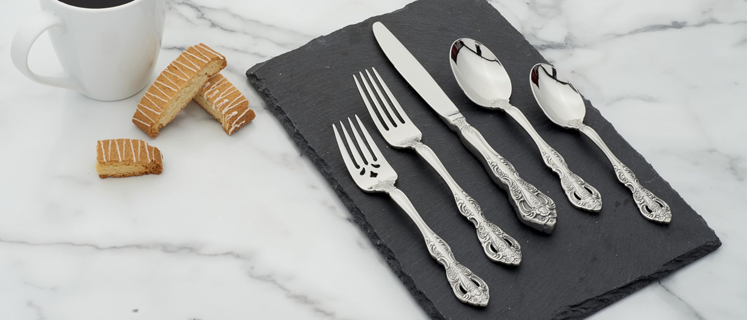 Premium Oneida Michelangelo 20-Piece Stainless Steel Flatware Set - Service for 4 - Elegant Dining Utensils for Everyday Meals & Special Occasions - Dishwasher Safe Silverware for Home, Restaurant & Wedding Use