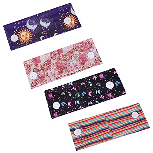 Healifty 4-Pack Non-Slip Women's Headbands - Elastic Wide Sports Headwraps for Yoga, Workout & Exercise - Printed Sweatband Hair Accessories (Assorted Colors) | Perfect for Gym, Running, Tennis & Daily Fashion
