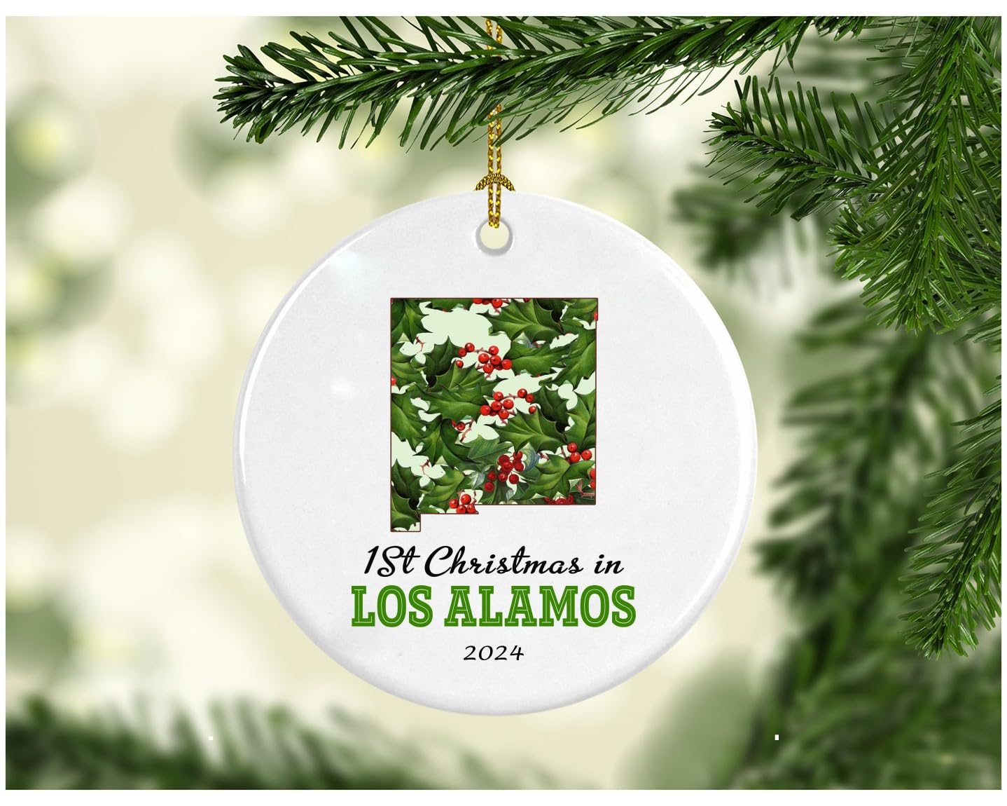 Personalized First Christmas Ornament 2024 - Los Alamos NM Keepsake for Kids, Family & Friends | Bulk Holiday Gifts for Coworkers & Souvenir Collectors | Perfect for Tree Decorations, Gift Exchanges & Memory Preservation