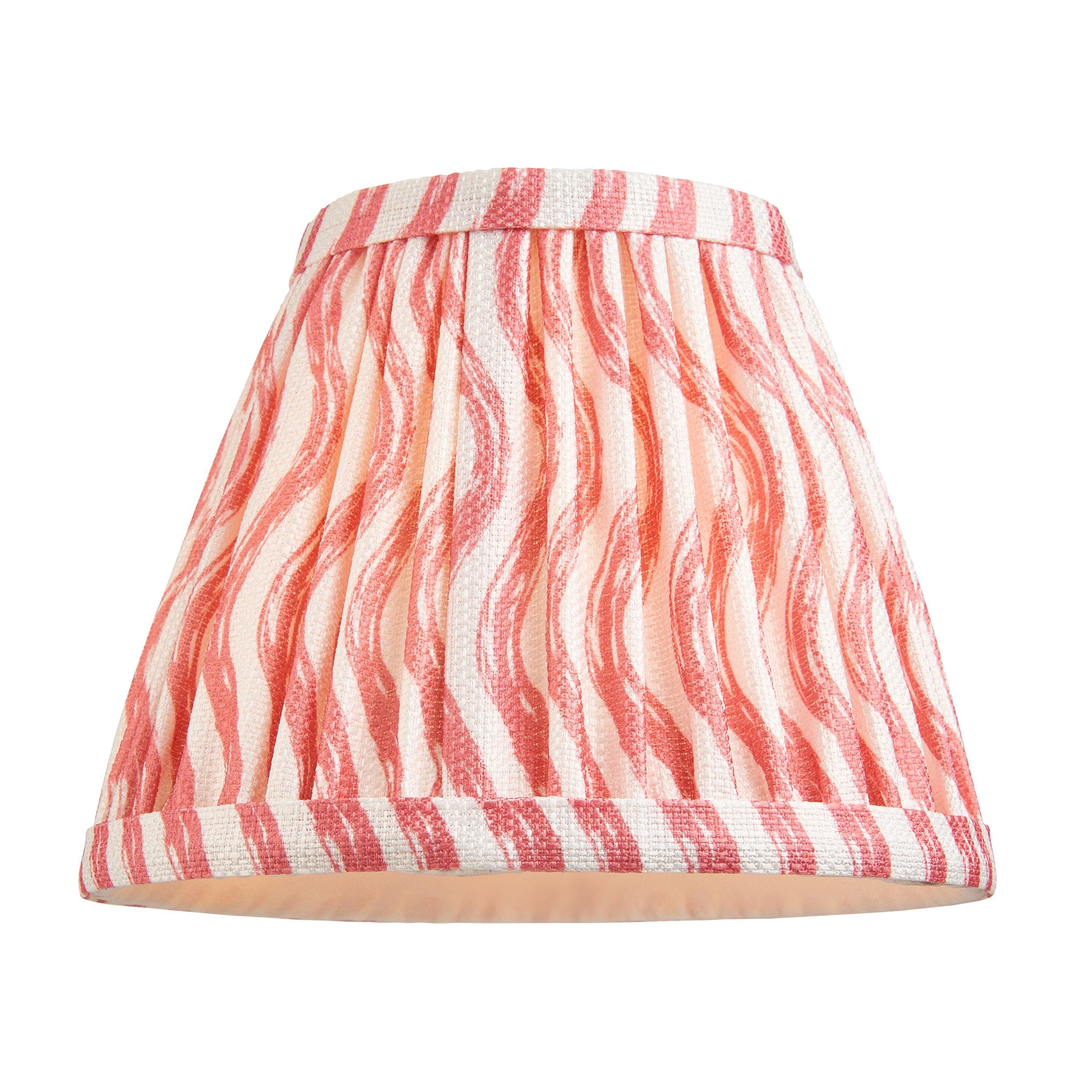 Burley Rechargeable LED Table Lamp with 16cm Coral Pink Ripple Shade - Perfect for Bedroom, Living Room, and Office Lighting